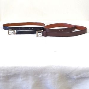 - 2 42 belts leather black brown EUC